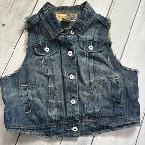 Le Chateau Distressed Blue Jean Vest